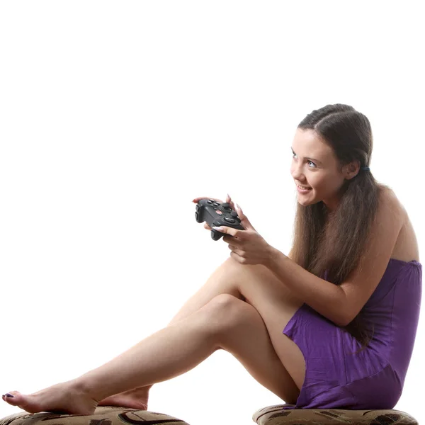 Mujer Joven Jugando Videojuego —  Fotos de Stock