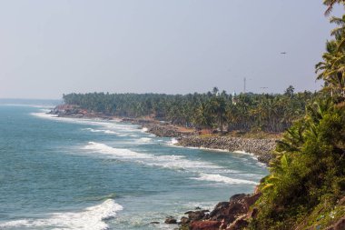 Varkala plaj manzarası. Kerala. Hindistan.