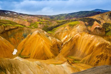 Güzel dağ Panorama Milli Parkı Landmannalaugavegur, İzlanda. 