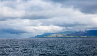 Denize yakın Reykjavik Panoraması. İzlanda