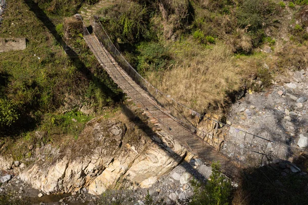 Brücke Auf Dem Weg Zum Basislager Von Annapurna Nepal — Stockfoto