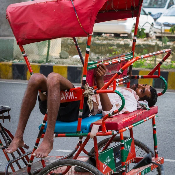 Delhi India Agosto Trishaw Indio 2011 Delhi India Rickshaw Bicicleta —  Fotos de Stock