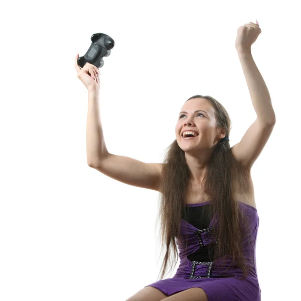 Mujer Joven Jugando Videojuego —  Fotos de Stock