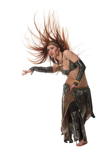 Женщина Костюме Змеи Танцует Племенном Стиле — стоковое фото