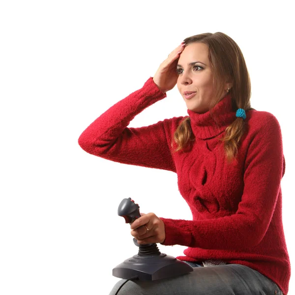 Girl Playing Computer Game — Stock Photo, Image