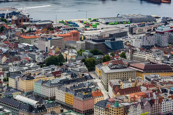 Vista Para Cidade Bergen Partir Colina Ulriken — Fotografia de Stock