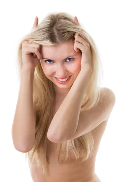 Portrait Charming Blonde Nude Woman — Stock Photo, Image