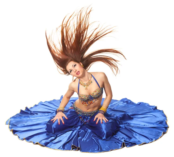 Молодий Красивий Танцюрист Живота Блакитному Костюмі — стокове фото