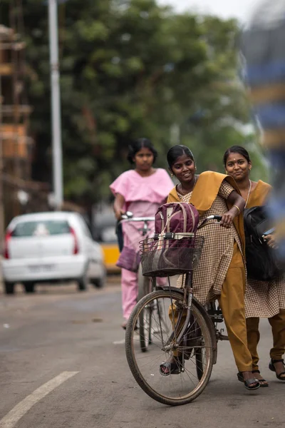 Trichy Indien Februari Street Indiska Staden 2013 Trichy Indien Människor — Stockfoto