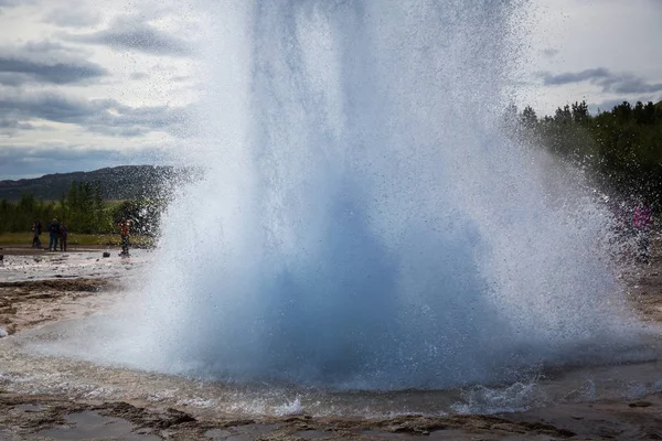 Haukadalur Island Augusti Geyser Strokku — Stockfoto