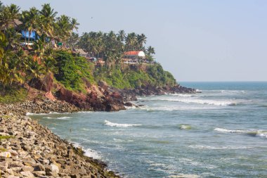 Varkala plaj manzarası. Kerala. Hindistan.