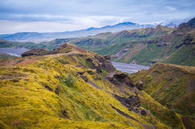 Güzel dağ Panorama Milli Parkı Thorsmork, İzlanda.