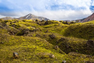Güzel dağ Panorama Milli Parkı Landmannalaugavegur, İzlanda. 