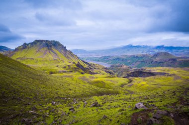 Güzel dağ Panorama Milli Parkı Thorsmork, İzlanda.