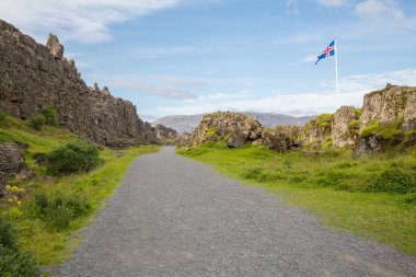 Thingvellir Milli Parkı rift Vadisi. İzlanda.