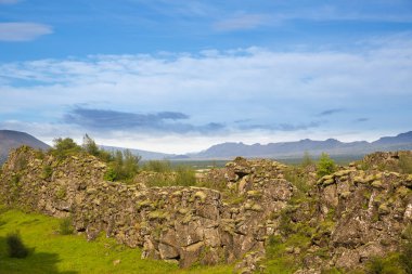 Thingvellir Milli Parkı rift Vadisi. İzlanda.