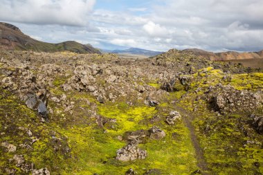 Güzel dağ Panorama Milli Parkı Landmannalaugavegur, İzlanda. 