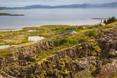 Thingvellir Milli Parkı rift Vadisi. İzlanda.