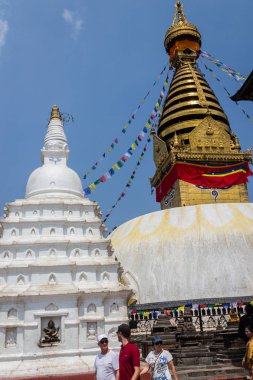 Katmandu, Nepal-Mart 28: Katmandu, Nepal Swayambhunath Tapınağı üzerinde 28 Mart 2015. Budist Tapınağı - maymunlar Tapınağı.