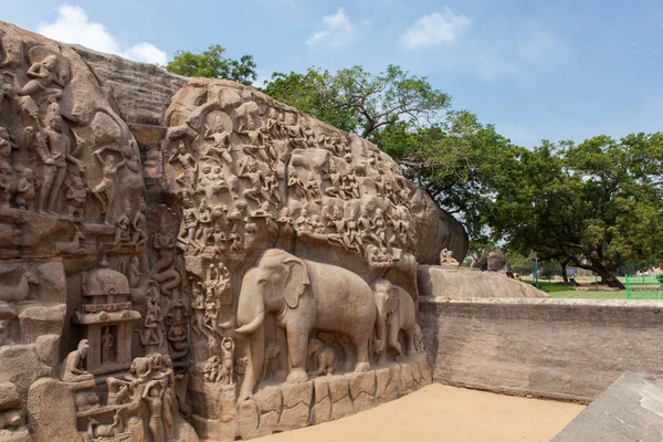 Arjuna Penance Mahabalipuram Tamil Nadu India — Foto de Stock