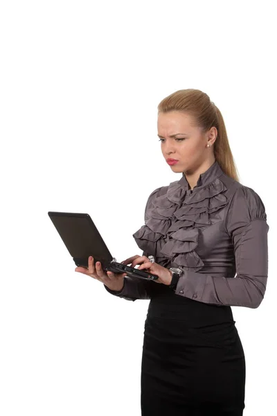 Young Businesswoman Hold Notebook — Stock Photo, Image