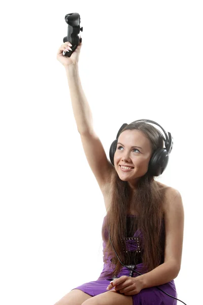 Ung Kvinna Spelar Videospel — Stockfoto