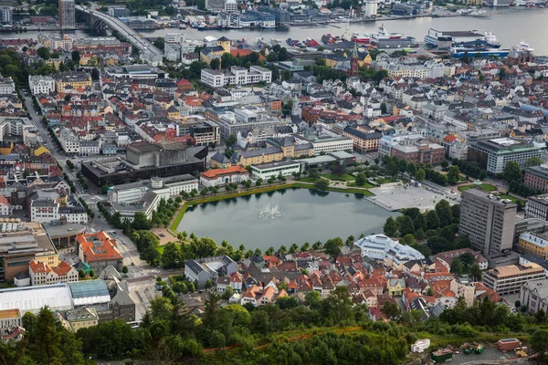 Vista Para Cidade Bergen Partir Colina Ulriken — Fotografia de Stock