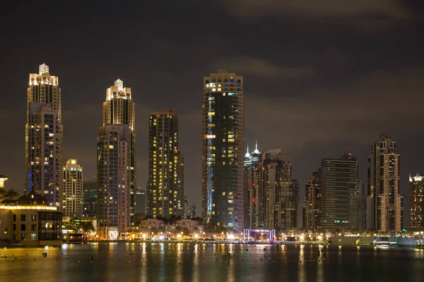 Vista Dos Arranha Céus Dubai Noite — Fotografia de Stock