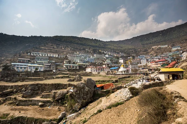 Namche Bazaar Nepal Avril Panorama Ville 2016 Namche Bazaar Panorama — Photo