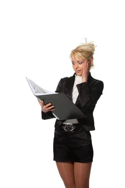Young Businesswoman Hold File — Stock Photo, Image