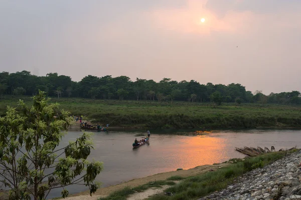 Chitwan Nepal Mars Safari Bateau 2015 Chitwan Népal Safari Dans — Photo