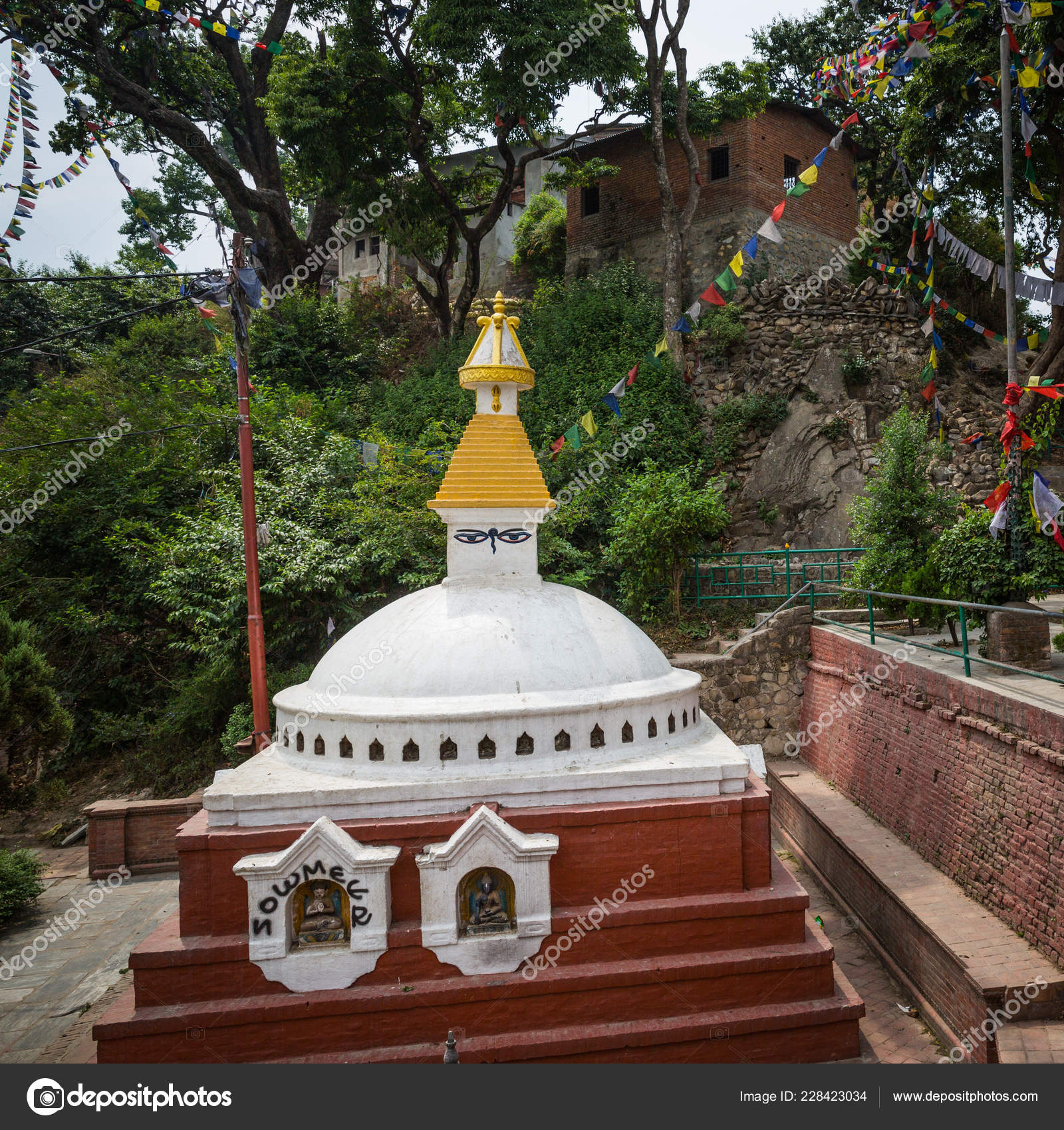 Architectural Ensemble Swayambhunath Temple Complex Stock Photo by
