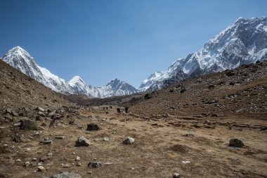 Sagarmatha, Nepal-ö. 3 Mayıs: Himalayalar insanlar 3, 2016: Sagarmatha, Nepal. İnsanlar Everest Ana kampı için yolda.