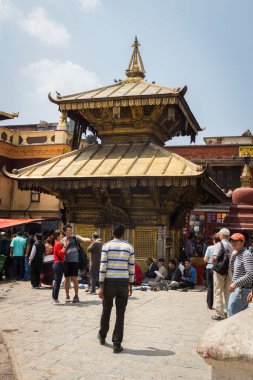 Katmandu, Nepal-Mart 28: Katmandu, Nepal Swayambhunath Tapınağı üzerinde 28 Mart 2015. Budist Tapınağı - maymunlar Tapınağı.