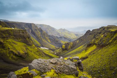 Güzel dağ Panorama Milli Parkı Thorsmork, İzlanda.