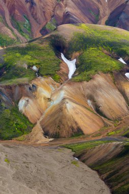 Güzel dağ Panorama Milli Parkı Landmannalaugavegur, İzlanda. 