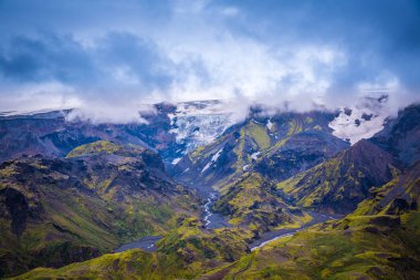 Güzel dağ Panorama Milli Parkı Thorsmork, İzlanda.