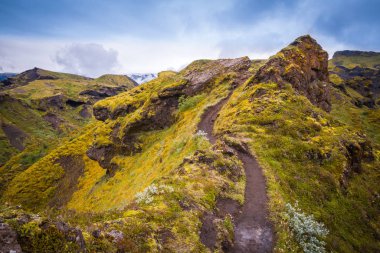Güzel dağ Panorama Milli Parkı Thorsmork, İzlanda.