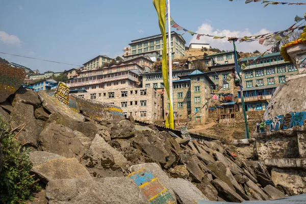 Namche Bazaar Nepal Avril Panorama Ville 2016 Namche Bazaar Panorama — Photo