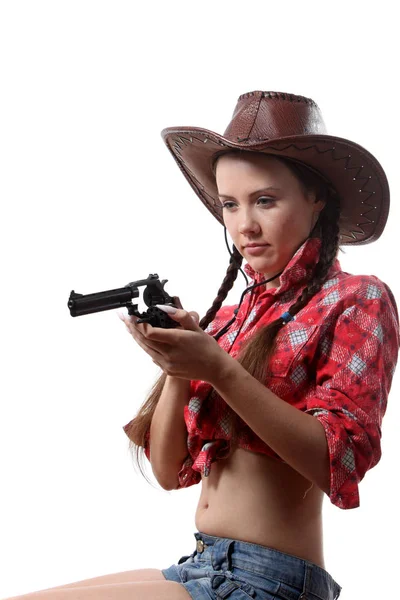 Jolie Jeune Fille Dans Chapeau Cow Boy — Photo