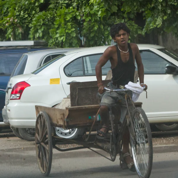 Delhi India Agosto Trishaw Indio 2011 Delhi India Rickshaw Bicicleta — Foto de Stock