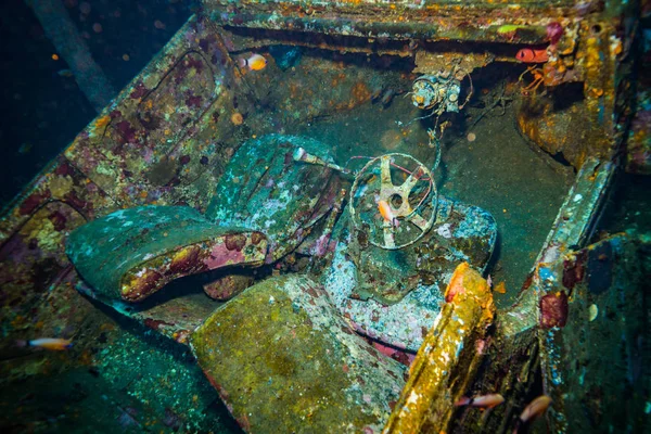 Pousse Sous Marine Navire Coulé Fond Océan Bali Indonésie — Photo