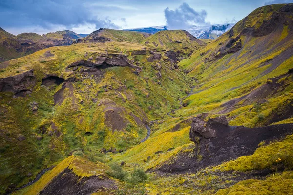 Wunderschönes Bergpanorama Nationalpark Thorsmork Island — Stockfoto