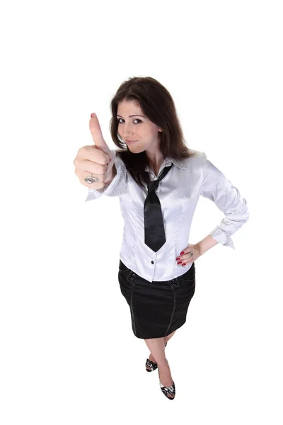 Young Businesswoman Thumbs Wide Angle — Stock Photo, Image