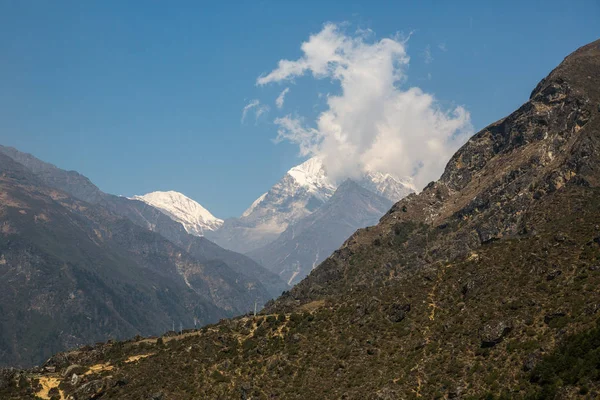 Bela Vista Trilha Para Acampamento Base Everest Himalaia — Fotografia de Stock