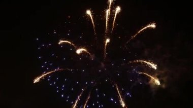 Gece gökyüzündeki havai fişekler