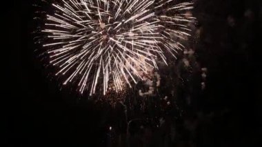 Gece gökyüzündeki havai fişekler