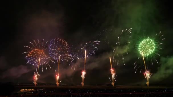 Das Feuerwerk Nachthimmel — Stockvideo