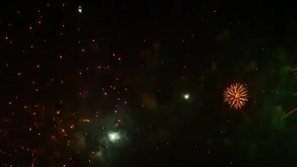 Het Vuurwerk Aan Nachtelijke Hemel — Stockvideo