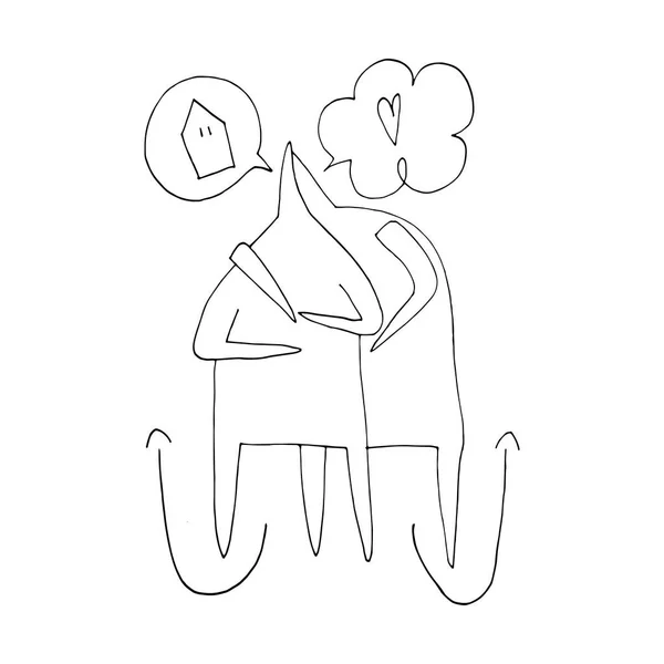 Ручна Векторна Ілюстрація Фігури Палиці Персонажі Людей Говорити Пара Закоханих — стоковий вектор